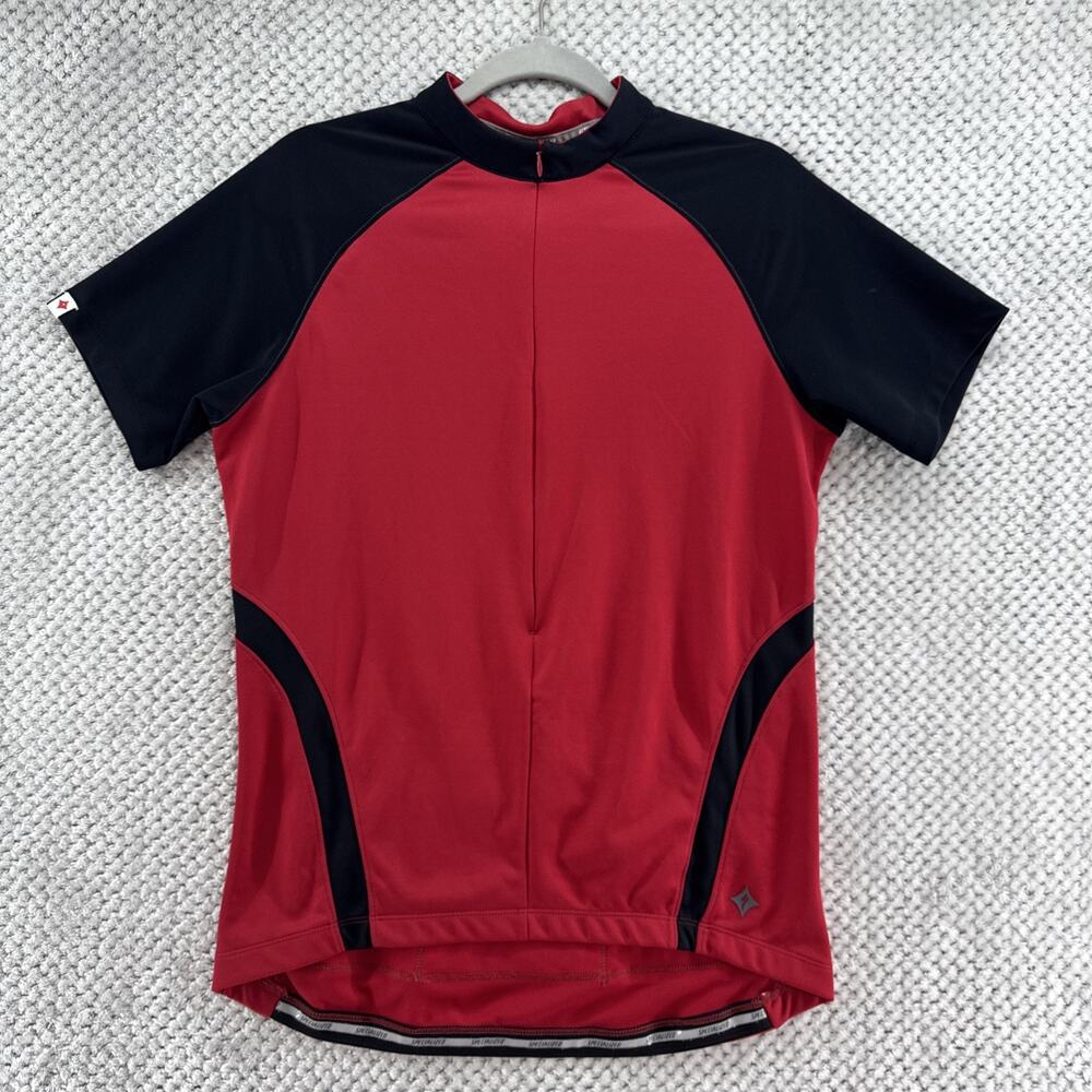 Specialized Short Sleeve Jersey Womens XL Red Front Zip Back 3 Pockets Cycling
